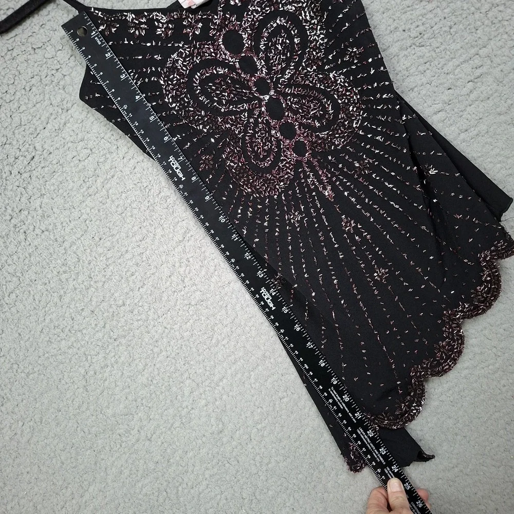 Lipstick y2k Small Black Beaded Assumetric Butterfly top Camisole Fairy Grunge